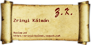 Zrinyi Kálmán névjegykártya
